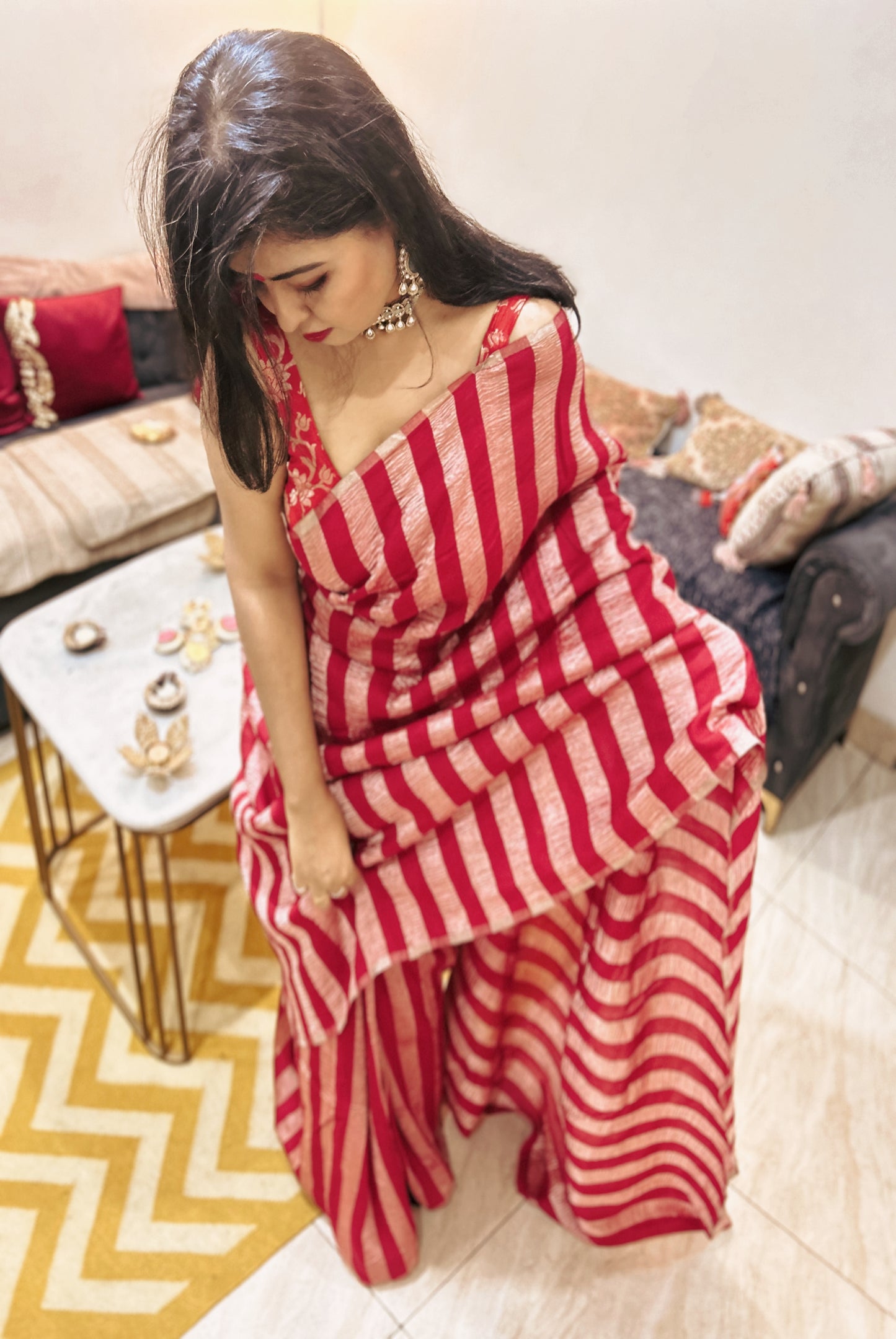 Kumkum – Red Tissue Munga Banarasi Silk Saree