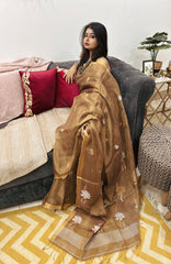 Kanak Kamal Golden Bloom Tissue Silk Saree