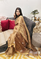 Kanak Kamal Golden Bloom Tissue Silk Saree