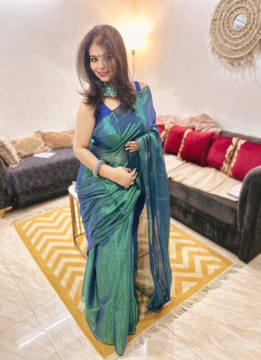 Neel Tara – Soft Dual Tone Tissue Saree