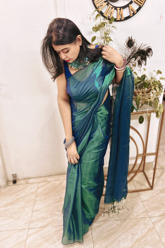 Neel Tara – Soft Dual Tone Tissue Saree