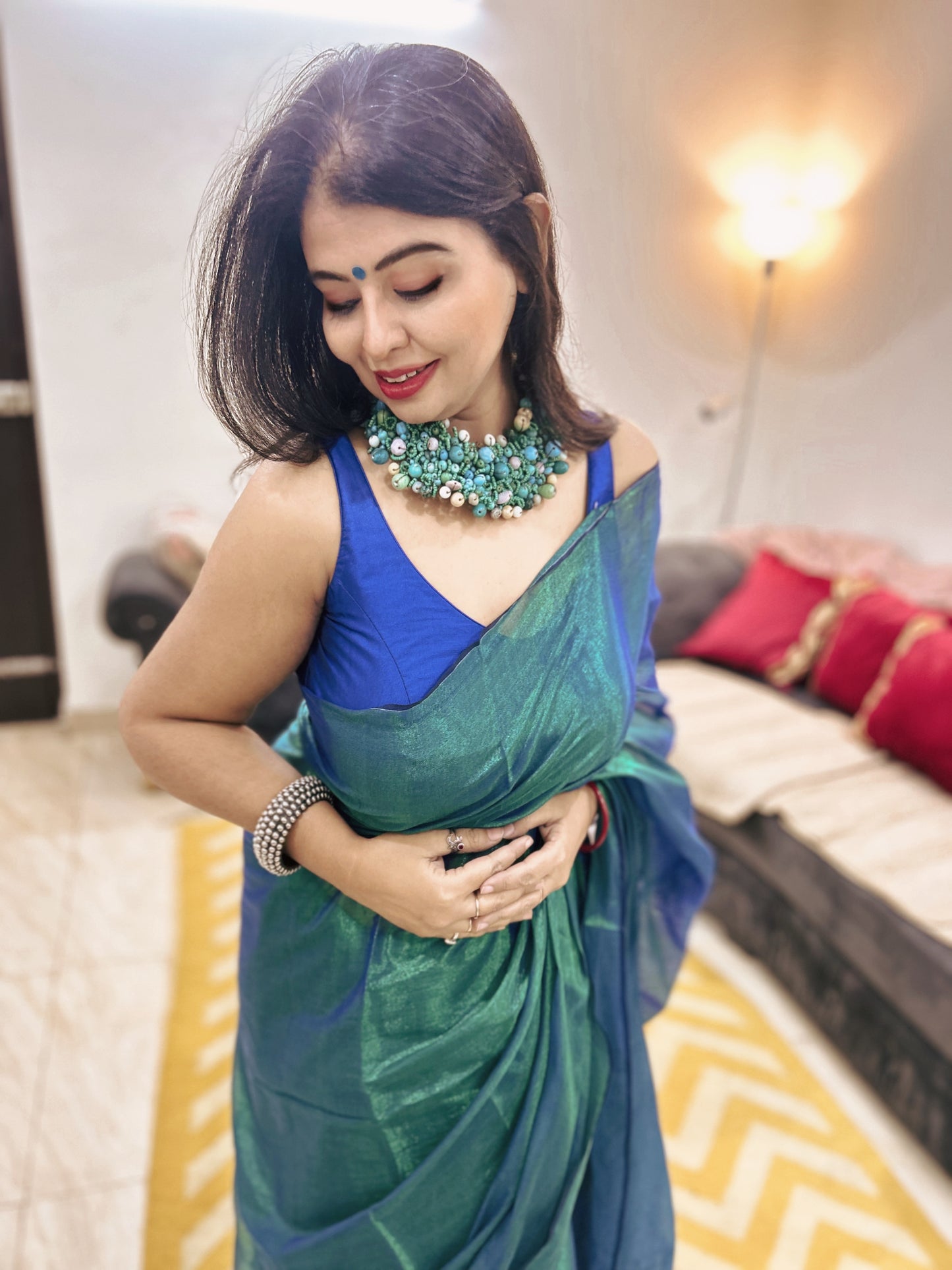 Neel Tara – Soft Dual Tone Tissue Saree