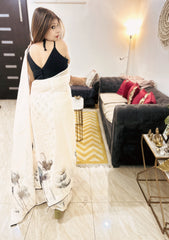 Premium Manipuri Kota Silk Saree With Contemporary Floral Art