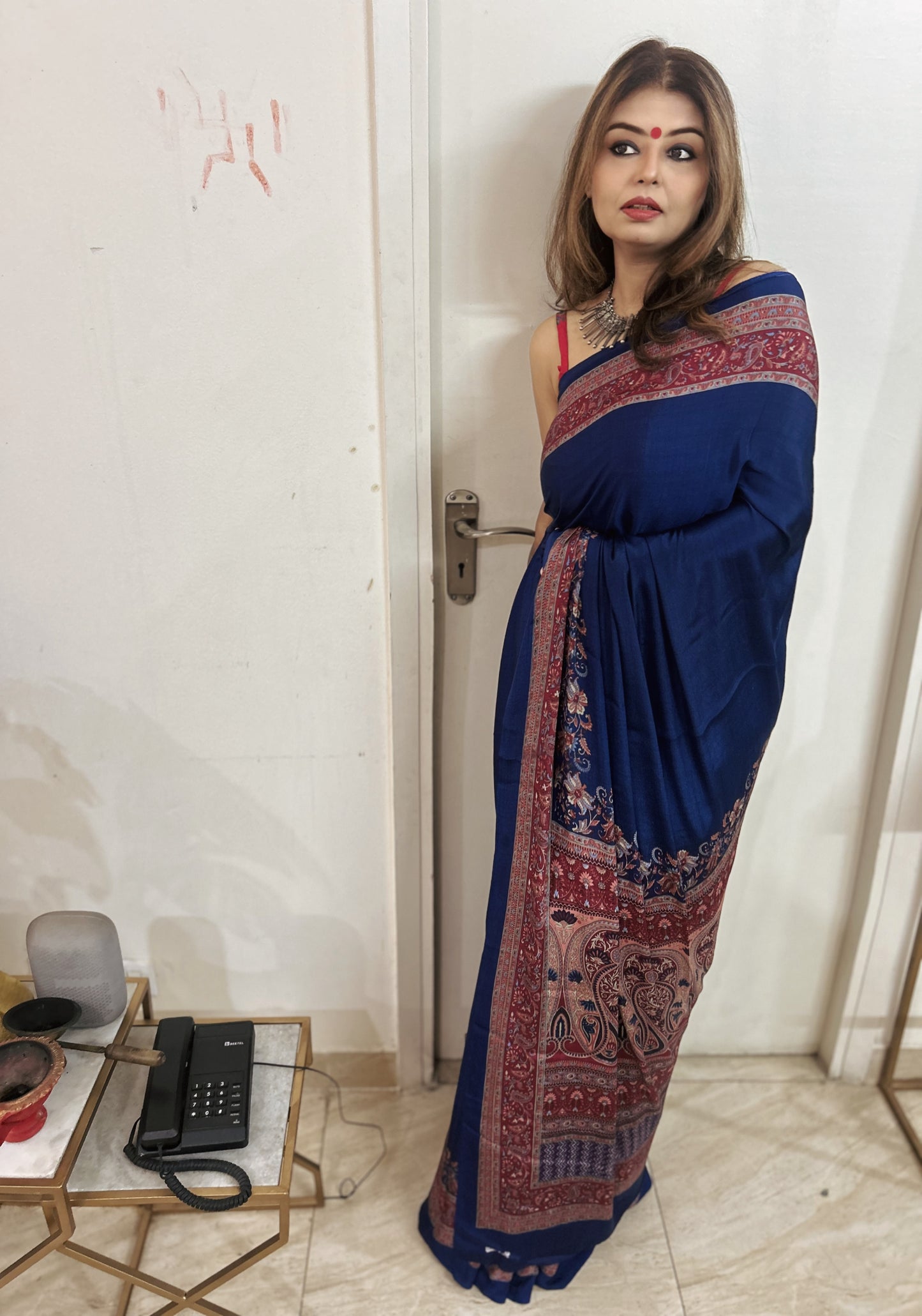 Meghna – Ink Blue Crape Silk Saree