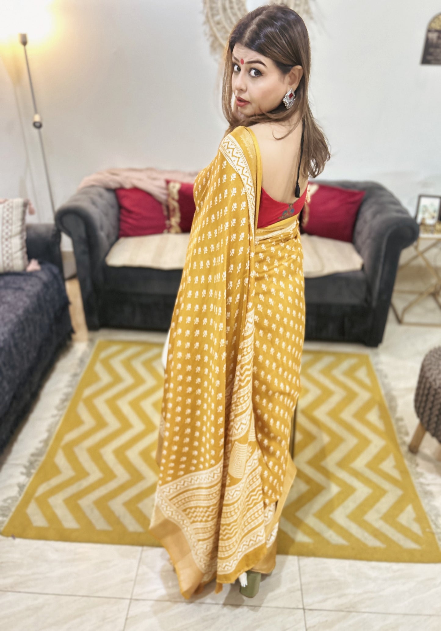 Kanak – Mustard Maheshwari Cotton Silk Saree