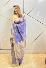 Royal Dual Tone Banarasi Saree With Traditional Zari Artistry
