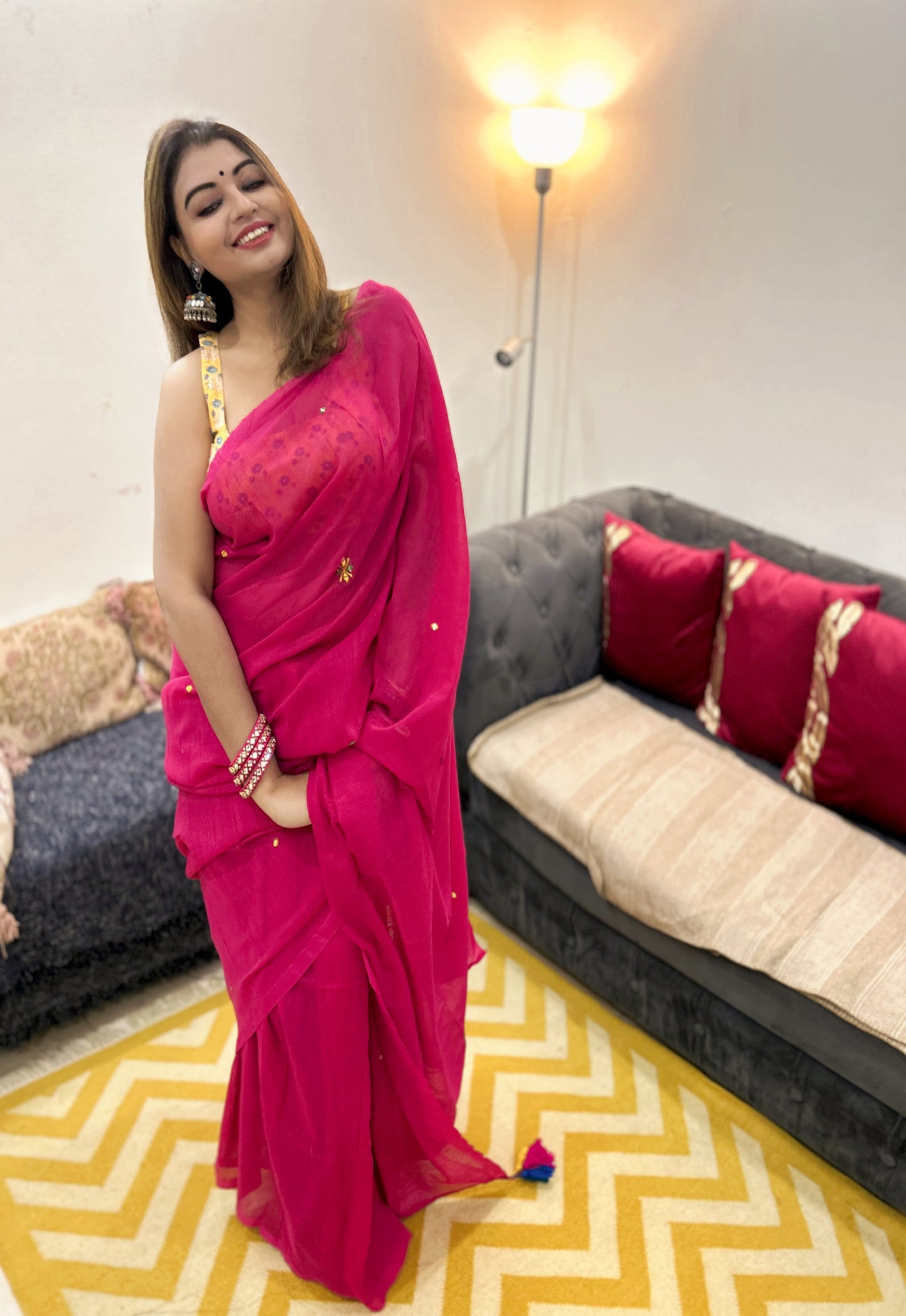 Rangana – Dark Rani Bengal Loom Saree