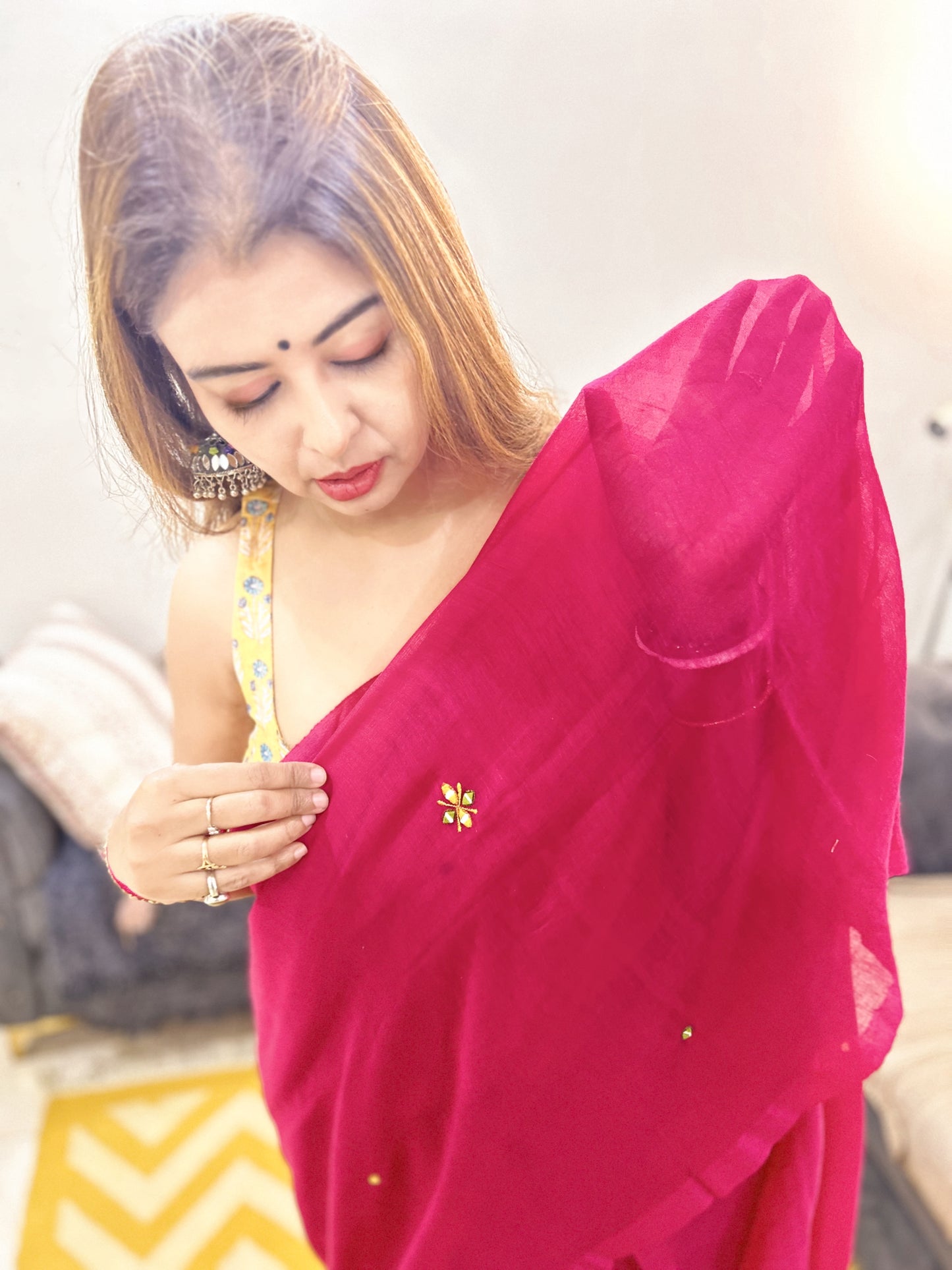 Rangana – Dark Rani Bengal Loom Saree