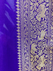 Premium Violet Crepe Silk Saree With Banarasi Jangla Work