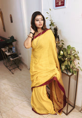 Sunlit Mustard Soft Bengal Cotton Saree