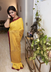 Sunlit Mustard Soft Bengal Cotton Saree