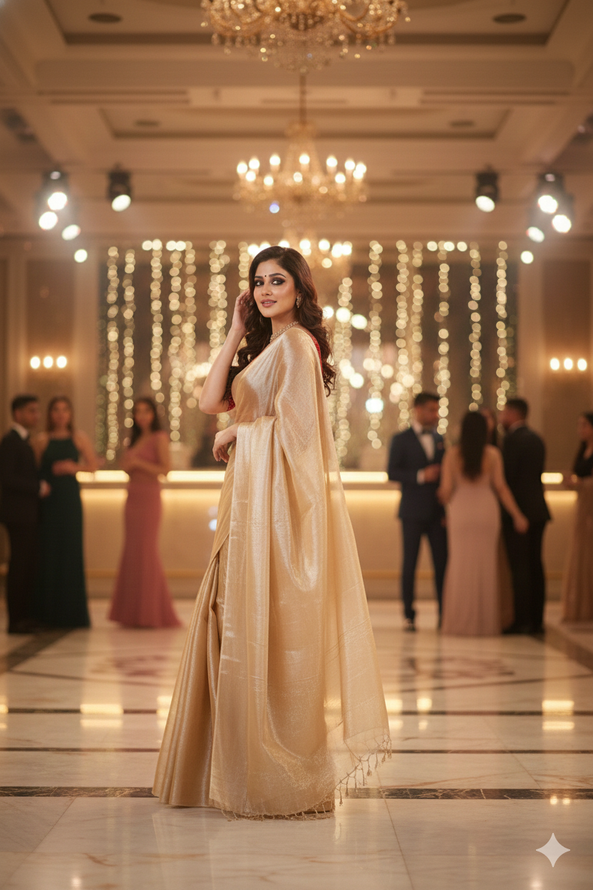 Vanilla Mist – Soft Tissue Handloom Saree