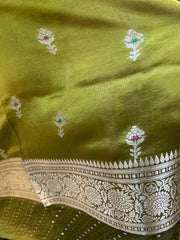 Mehira Handwoven Raw Mango Banarasi Silk Saree