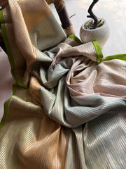 Mint Whisper – Soft Bengal Tissue Saree