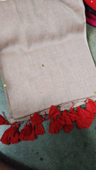 Mocha Glow Handloom Mul Saree with Golden Sitara Work