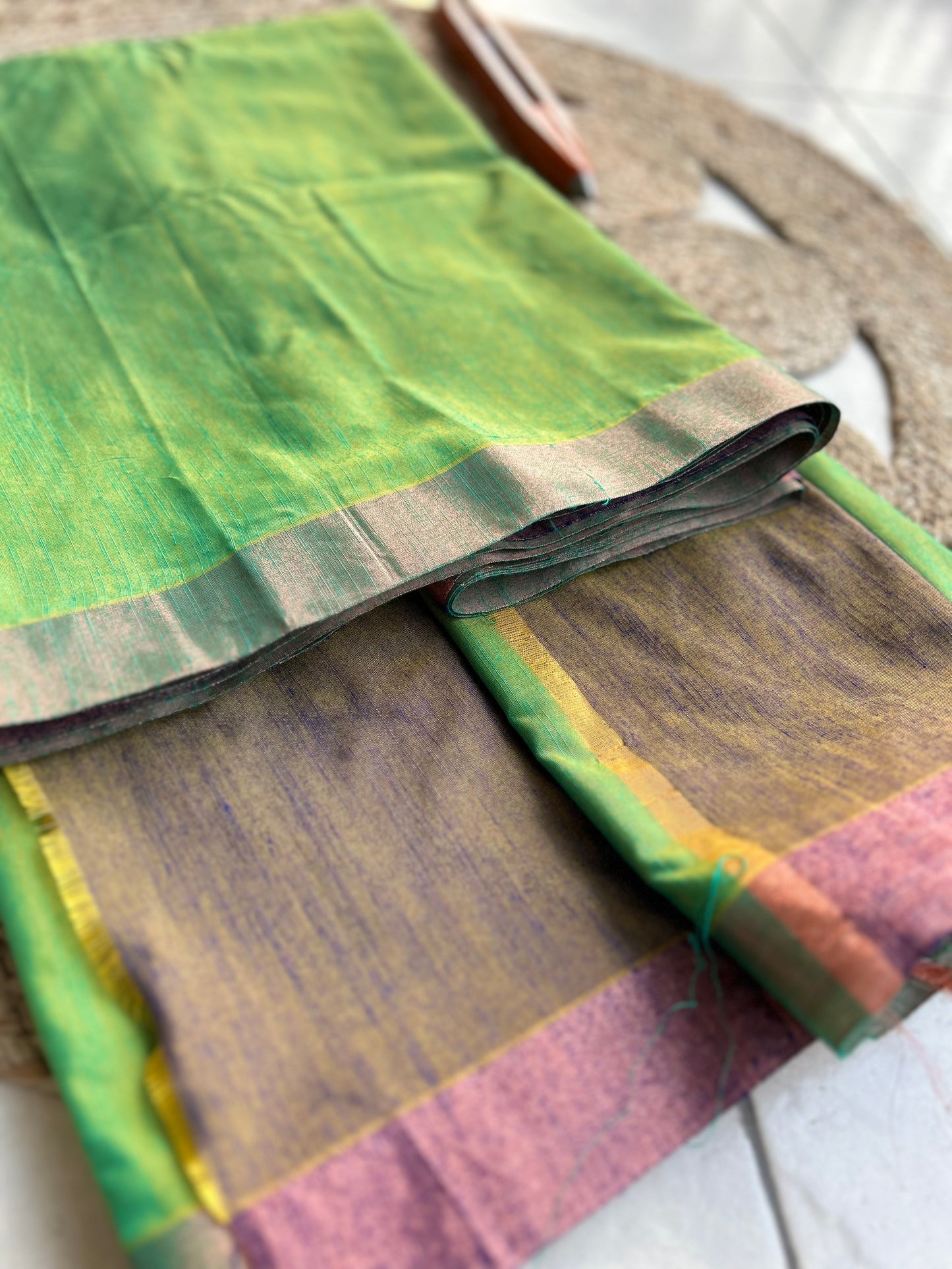 Emerald Amethyst South Cotton Silk Saree