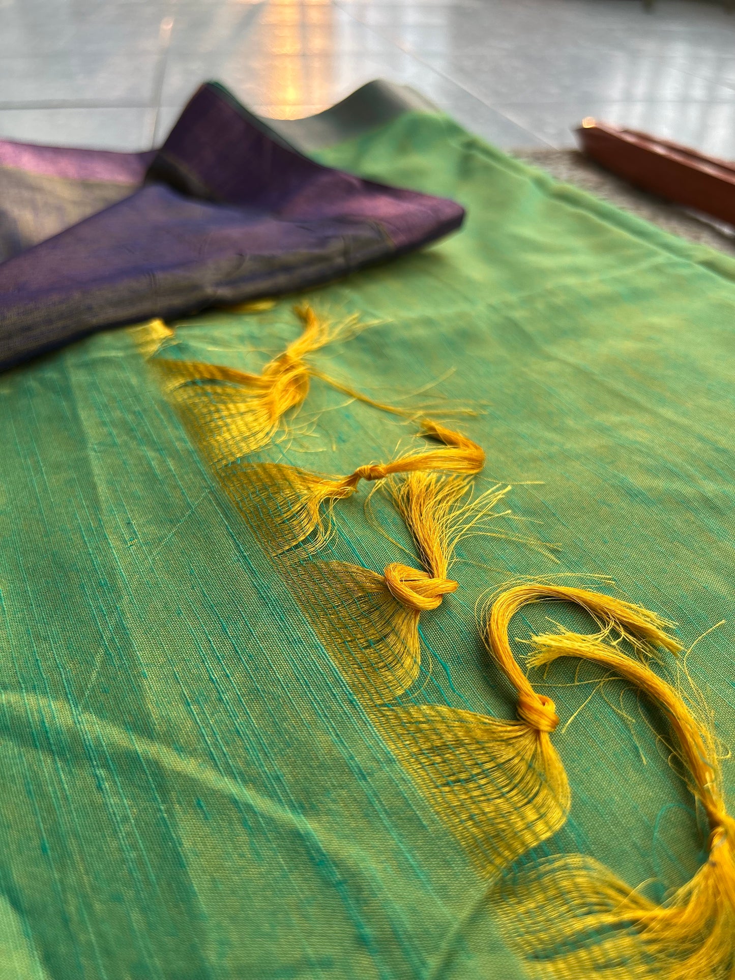 Emerald Amethyst South Cotton Silk Saree