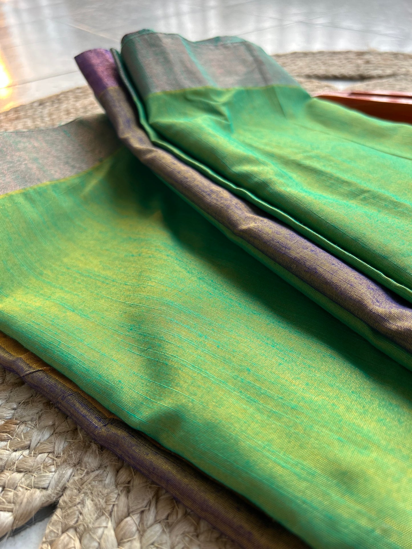 Emerald Amethyst South Cotton Silk Saree