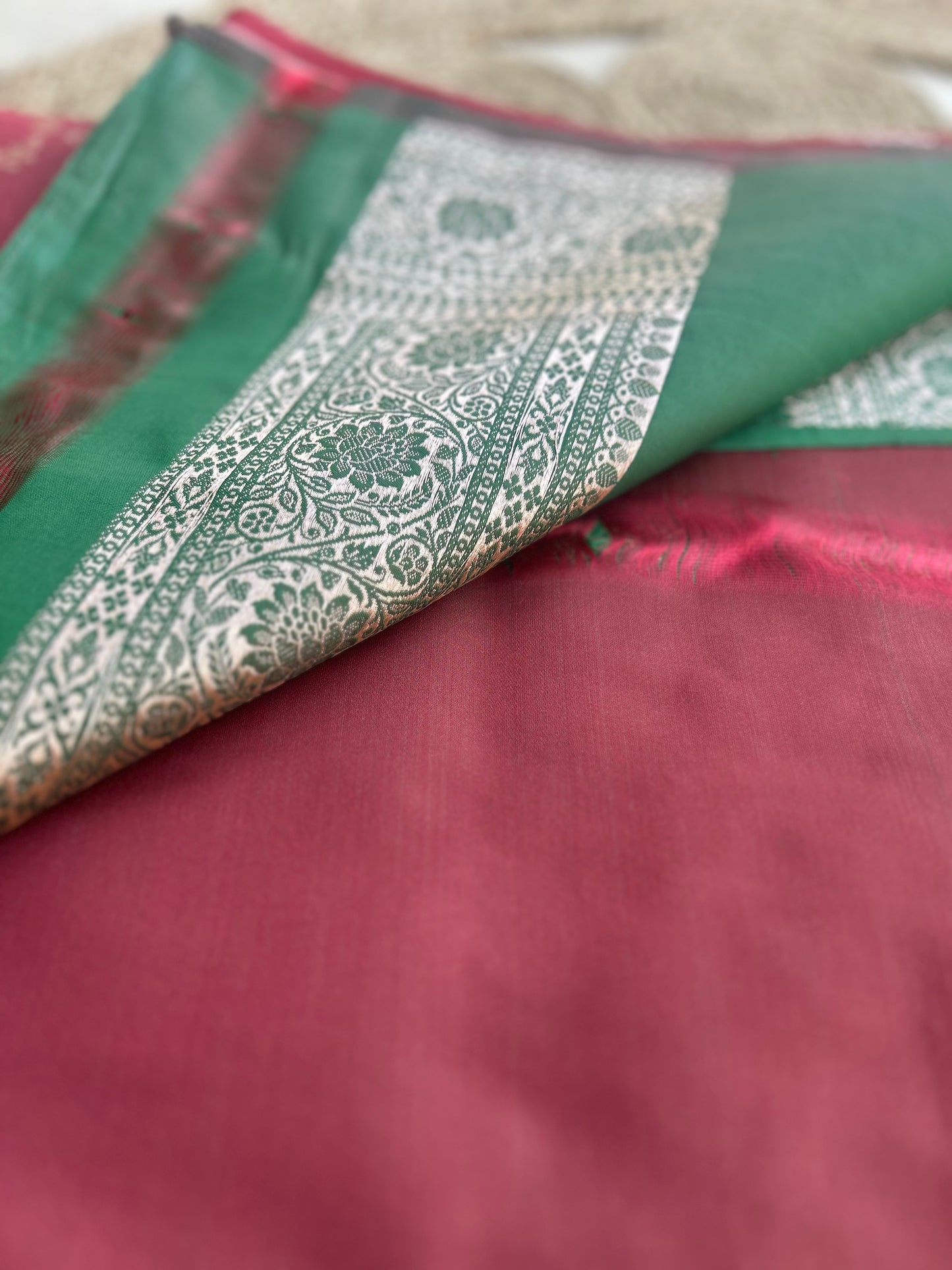 Dusky Bloom Mashru Katan Silk Saree