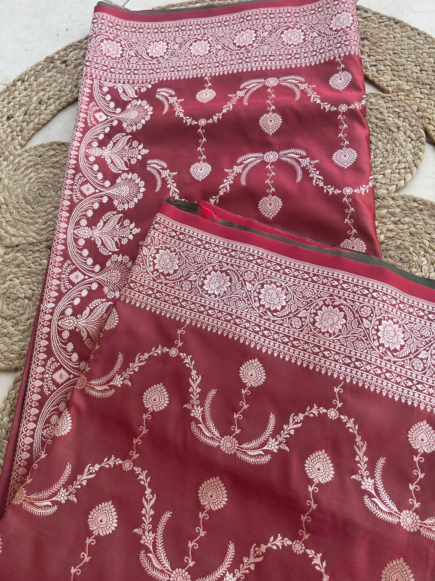 Dusky Bloom Mashru Katan Silk Saree