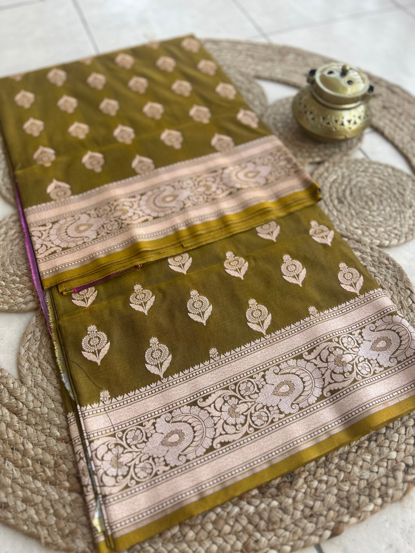 Mehendi Elegance Upada Katan Silk Saree