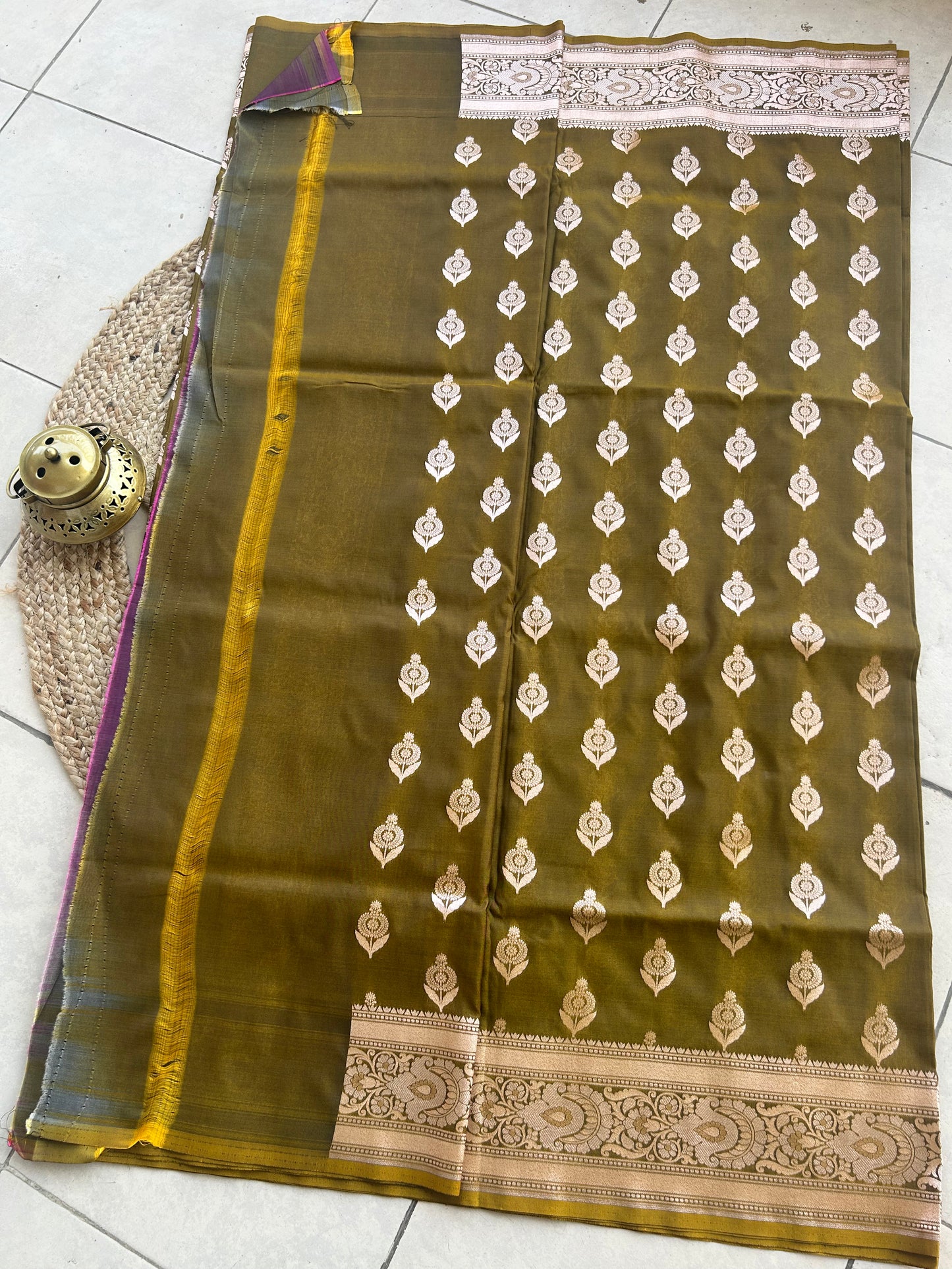 Mehendi Elegance Upada Katan Silk Saree