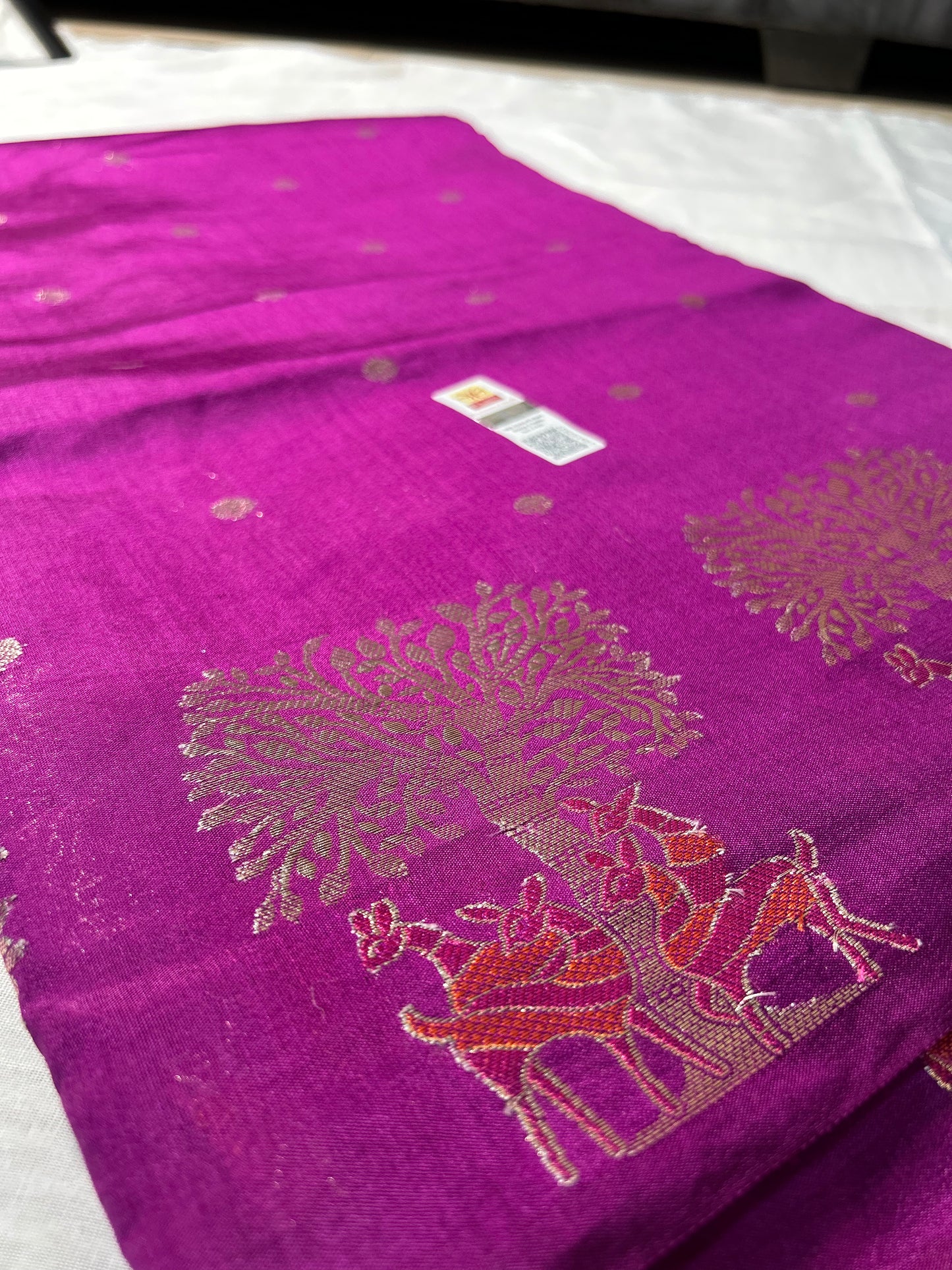 Royal Amethyst Enchantment Raw Mango Silk Banarasi Saree