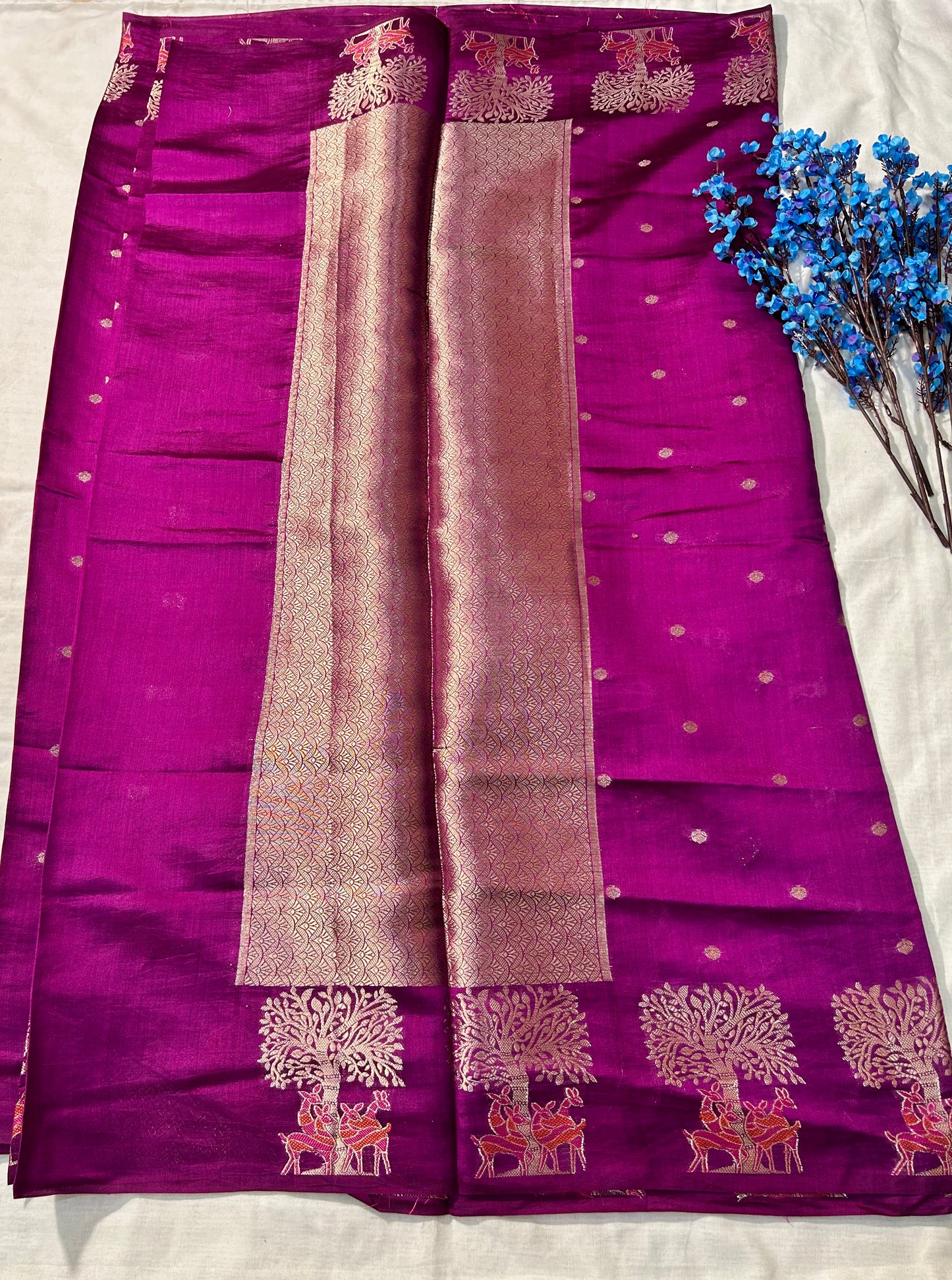 Royal Amethyst Enchantment Raw Mango Silk Banarasi Saree