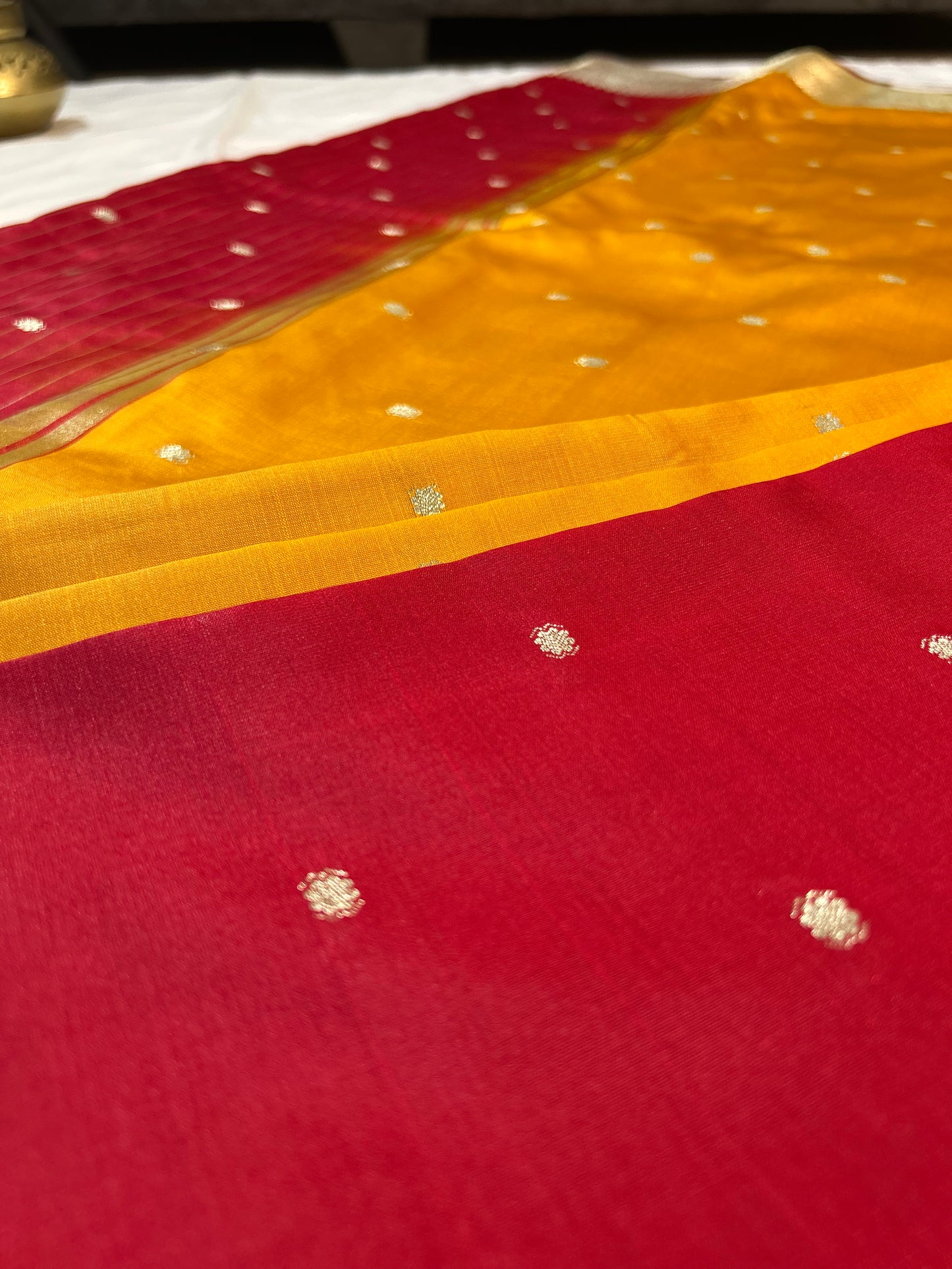 Radiant Vermilion South Silk Saree