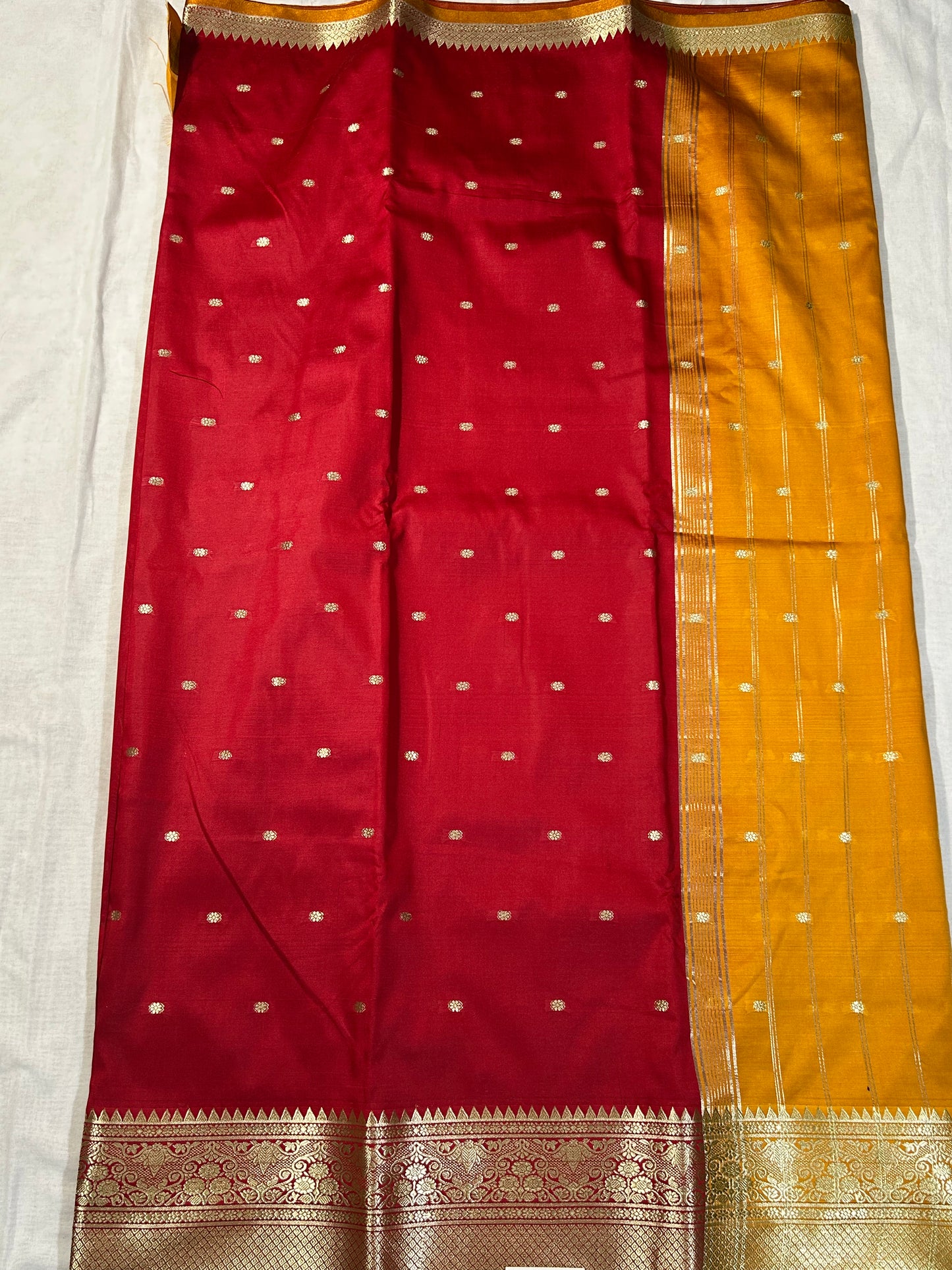 Radiant Vermilion South Silk Saree