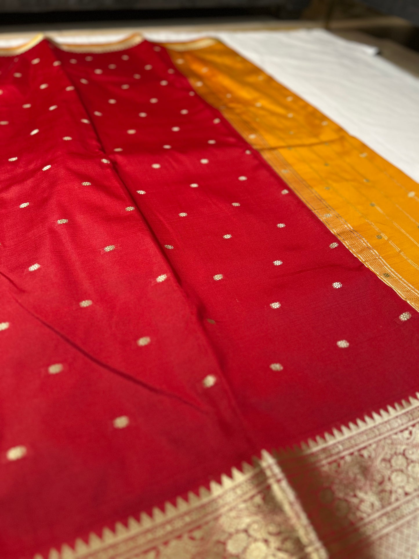 Radiant Vermilion South Silk Saree