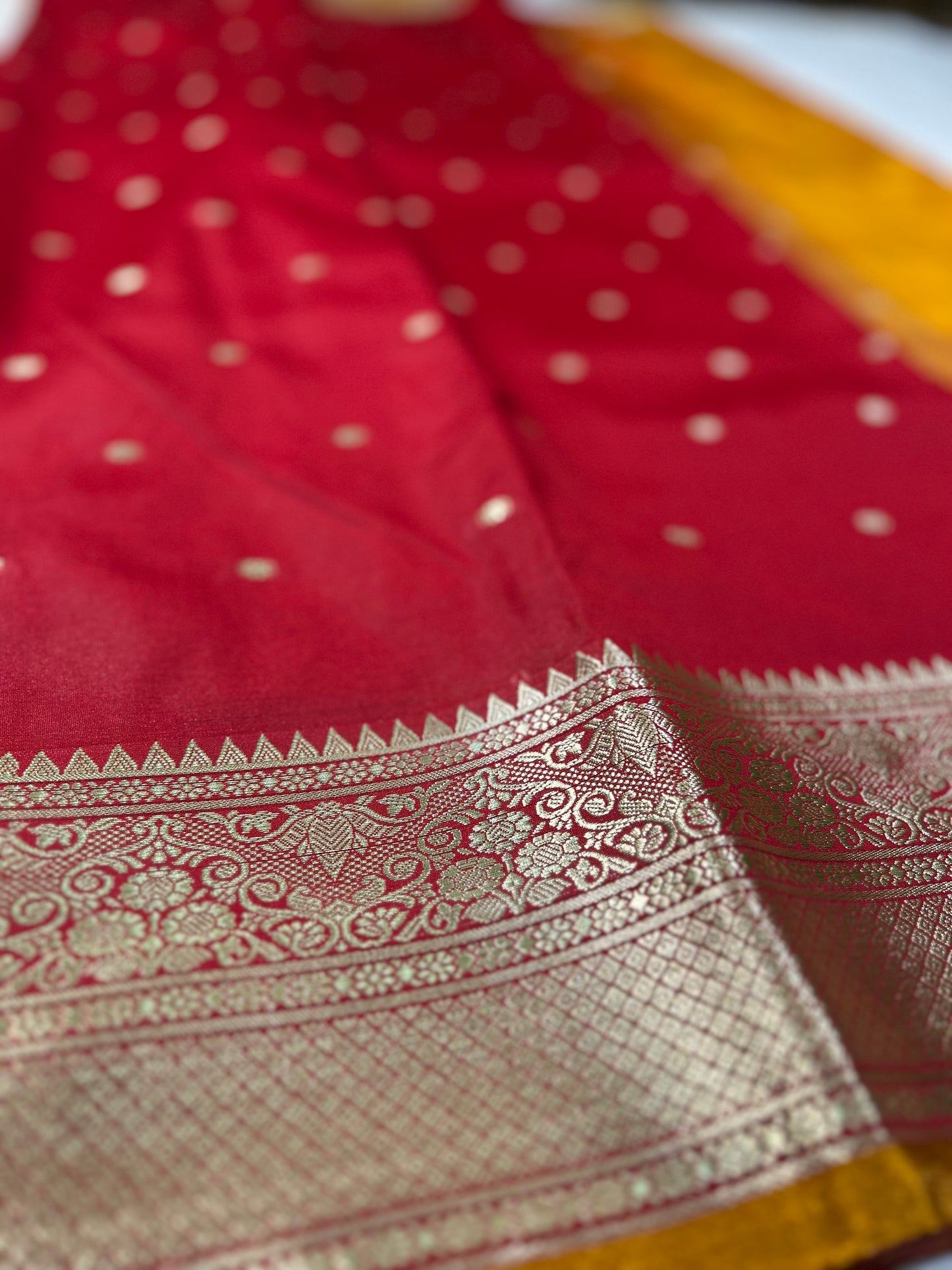 Radiant Vermilion South Silk Saree