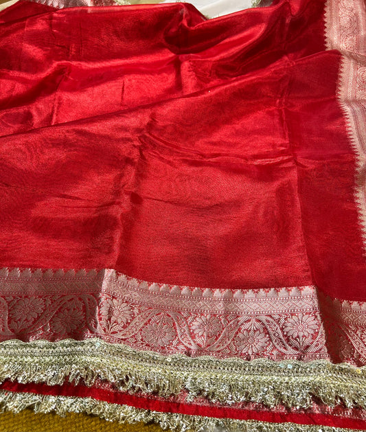 Radiant Ruby Pure Tissue Silk Saree