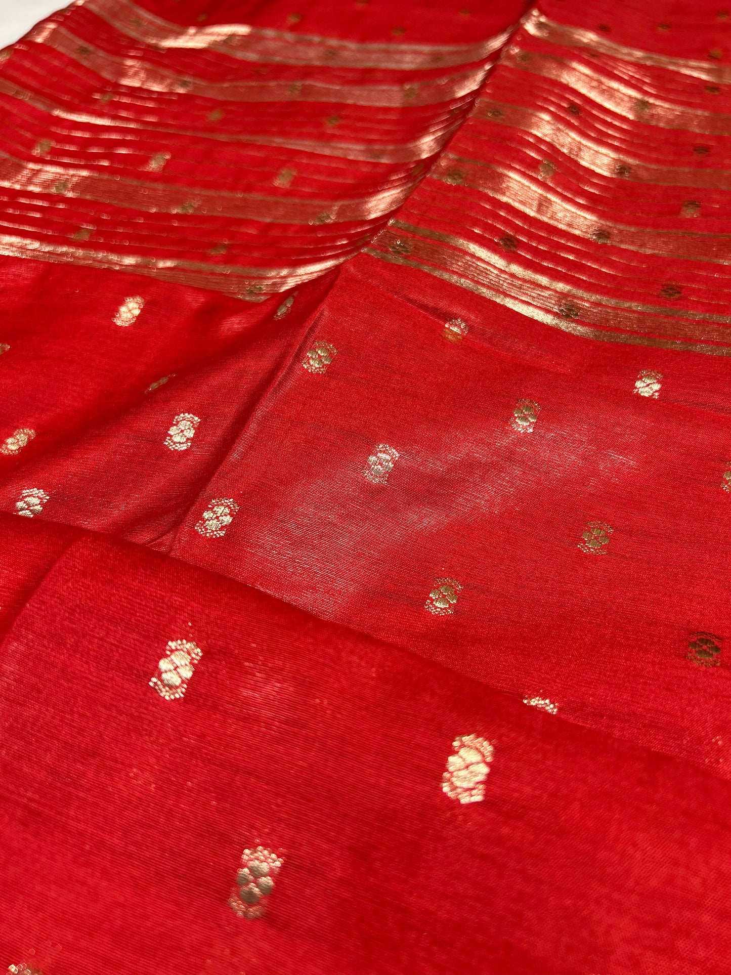 Radiant Red Maheshwari LIVA Saree