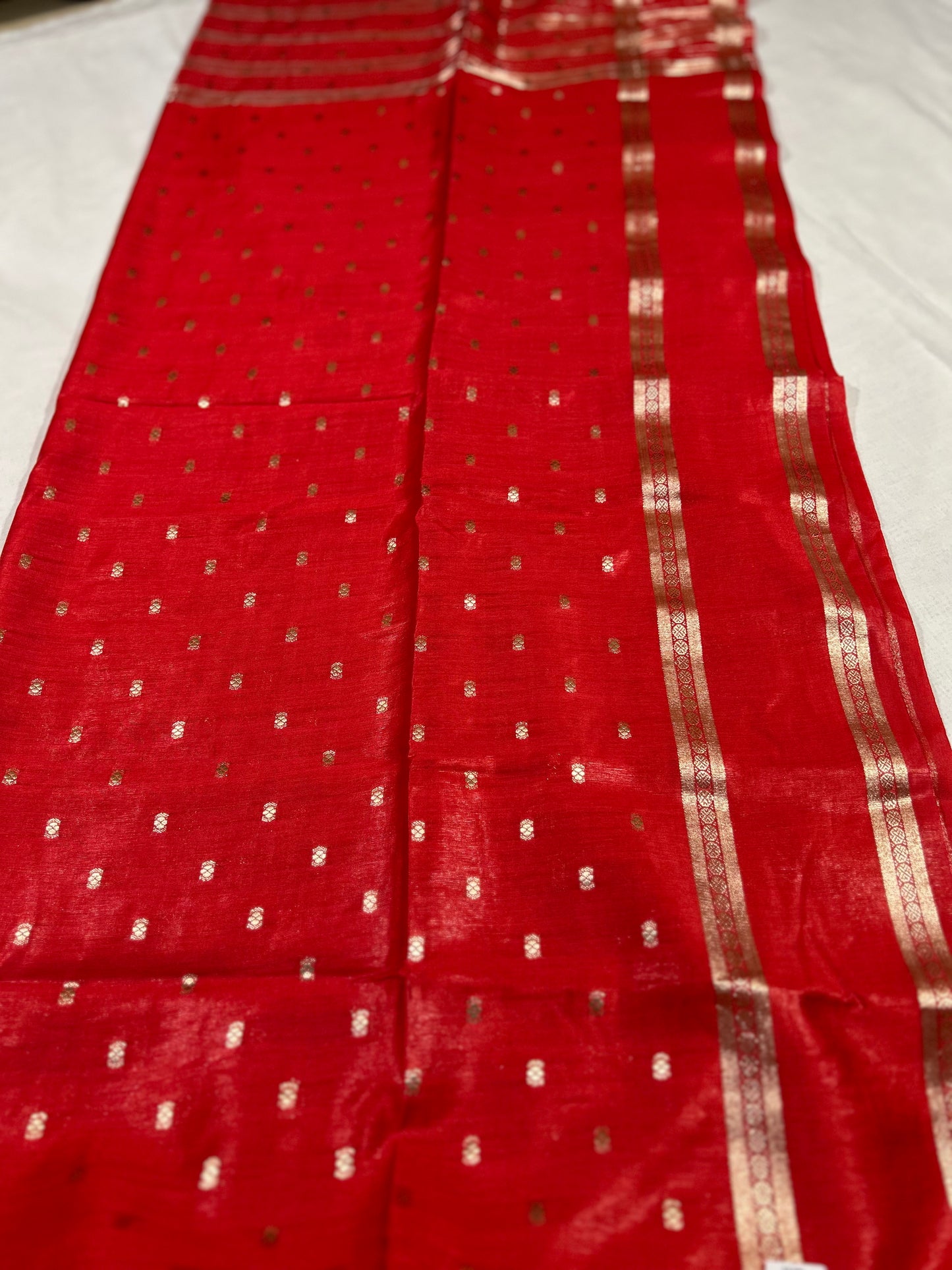 Radiant Red Maheshwari LIVA Saree