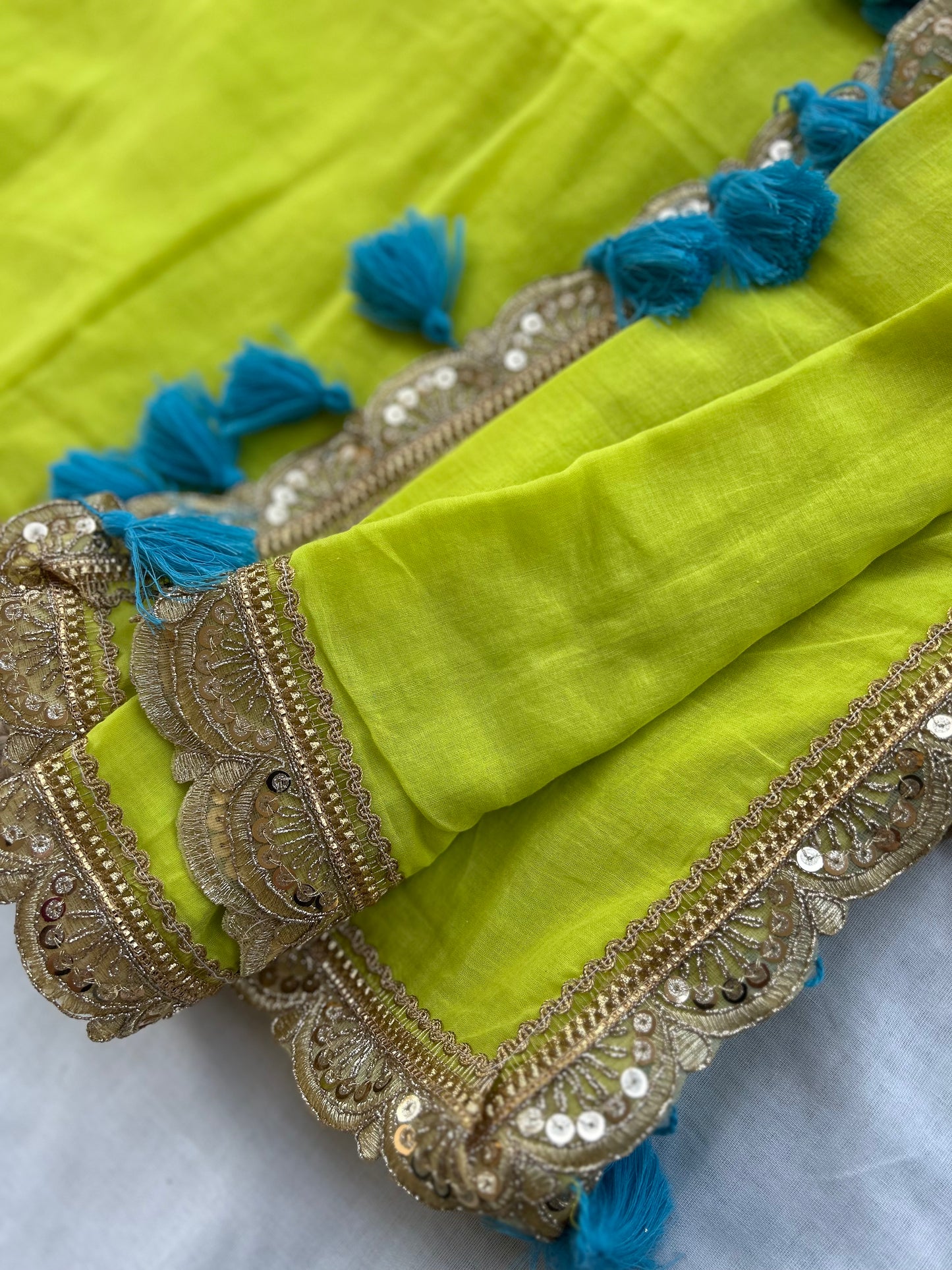 Neon Glow Handloom Mul Saree