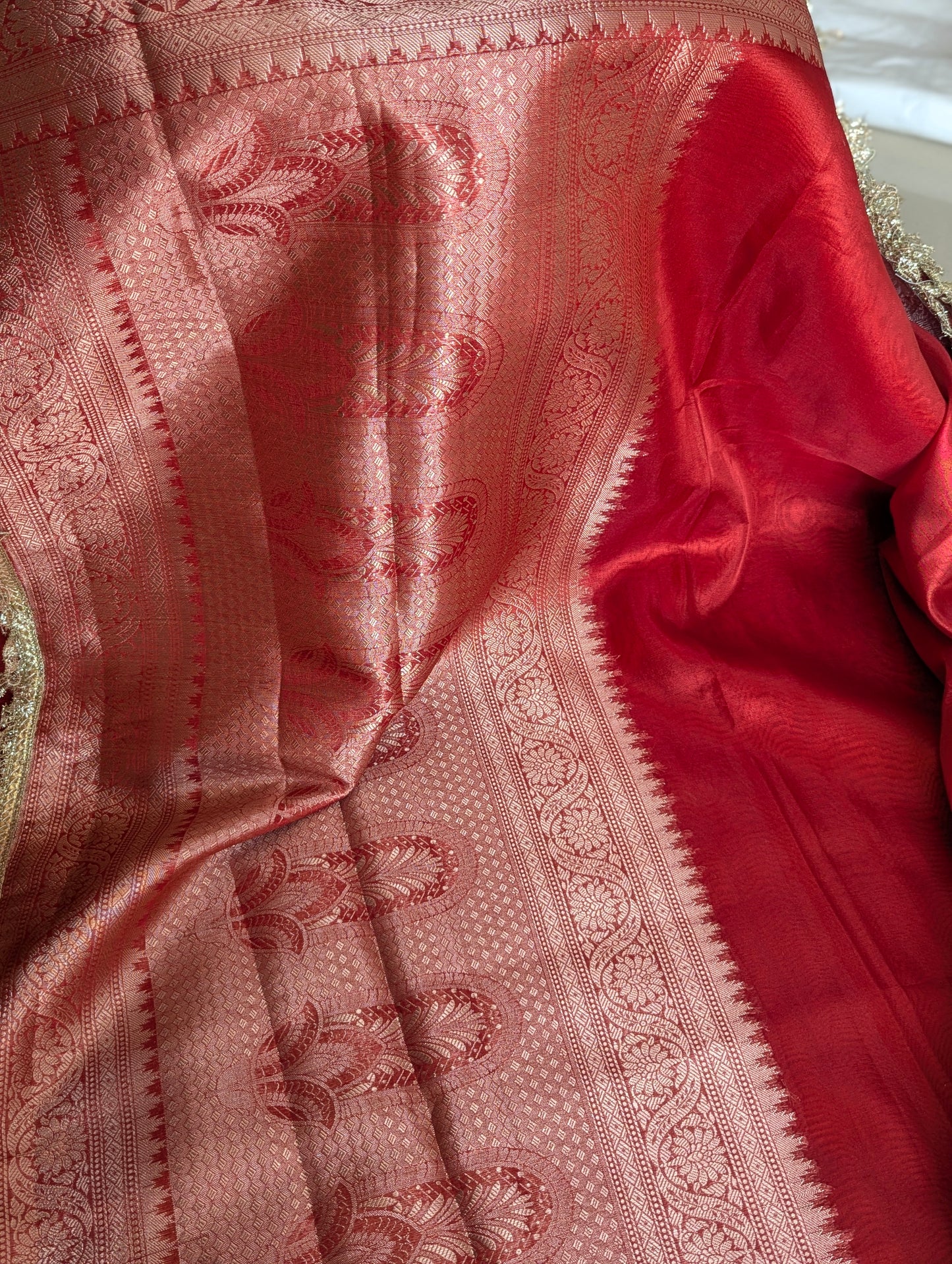 Radiant Ruby Pure Tissue Silk Saree