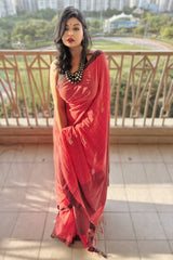 Dusky Rose Bengal Handloom Saree With Artisan Weaving