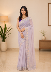 Mauve Mirage Sequins Embroidered Georgette Saree