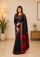 Scarlet Noir Luxury Festive Bengal Handloom Saree