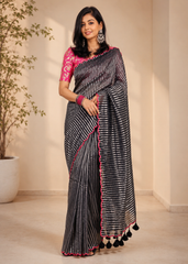 Midnight Elegance Soft Tissue Saree