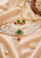 Radiant Emerald Premium Stone Necklace Set