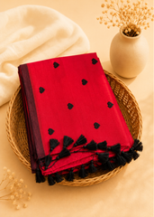 Crimson Heart Premium Handwoven Mul Saree