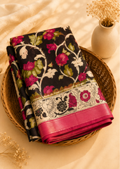 Enchanted Elegance Black Kalamkari Saree