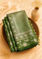 Verdant Charm Semi Katan Banarasi Silk Saree