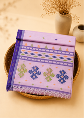 Bengal Cotton Jamdani Saree – Lilac Pink with Multicolour Buta