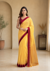 Sunlit Mustard Soft Bengal Cotton Saree