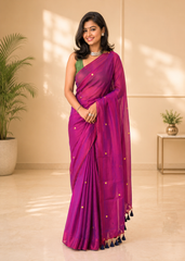 Noorvira Wine Gold Bengal Tissue Saree