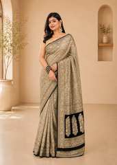 Midnight Elegance Black Khaddi Chiffon Georgette Banarasi Saree