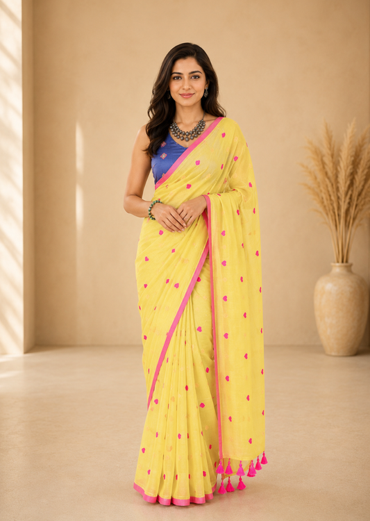 Mint Bliss Handloom Bengal Cotton Saree